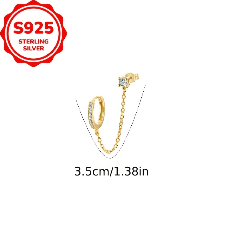 Women's Unique S925 Sterling Silver Drop Ear Cuff with Tassel Chain